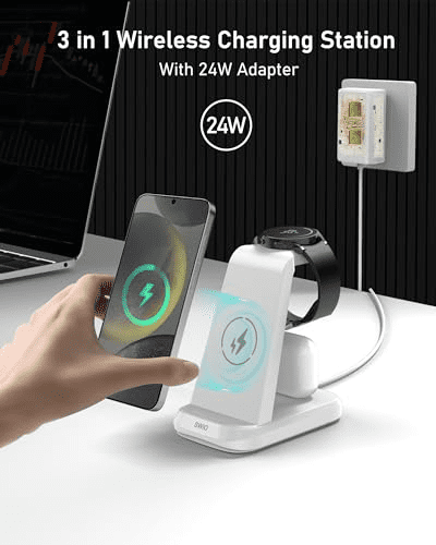 Wireless Charger for Samsung Phones Watch Earbuds(Not for Z Flip & A Serie-Phone), 3 in 1 Charging Station for Galaxy Watch 7/Ultra/6/5/4/3,S25 S24 S23 S22 S21 S20/Note 20 10/Z Fold 4 3,Buds/2/Pro