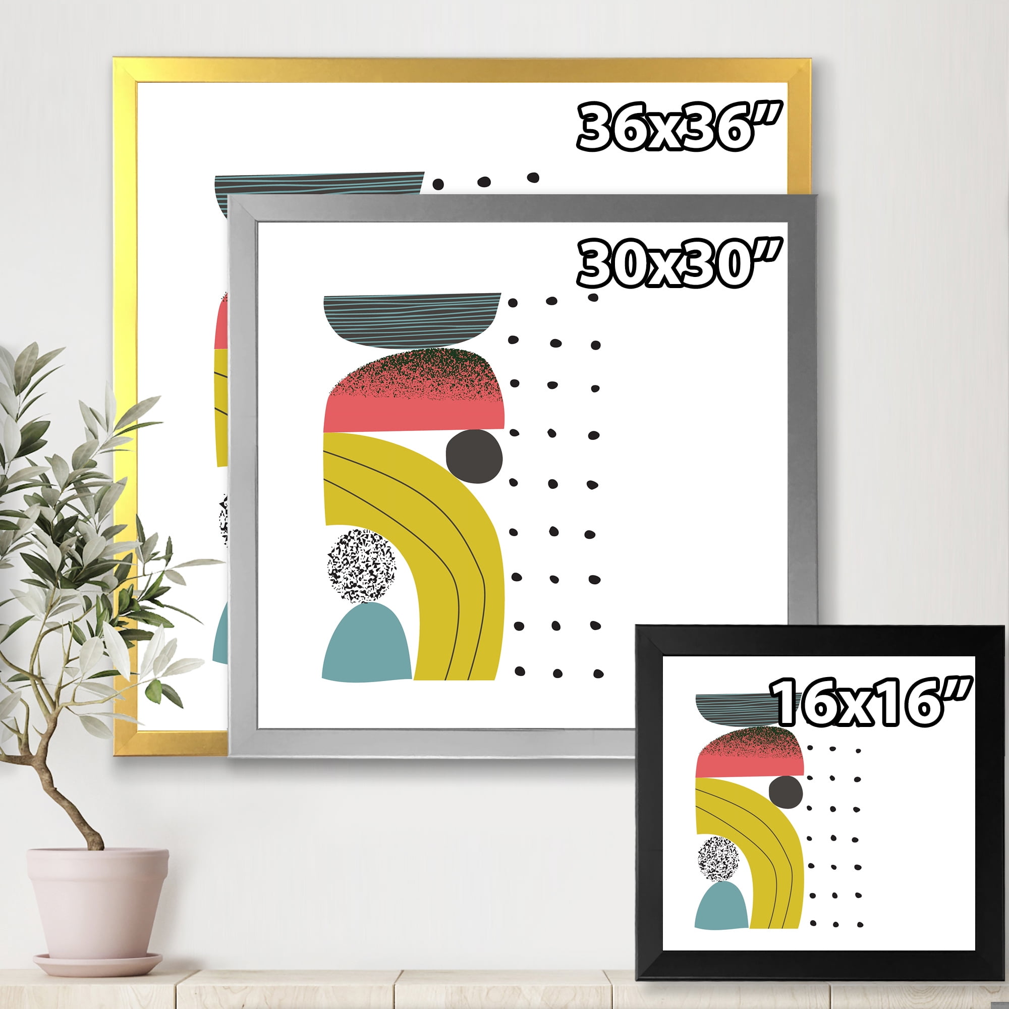 Designart 'Abstract Colorful Geometric Art Collage I' Modern Framed Art Print