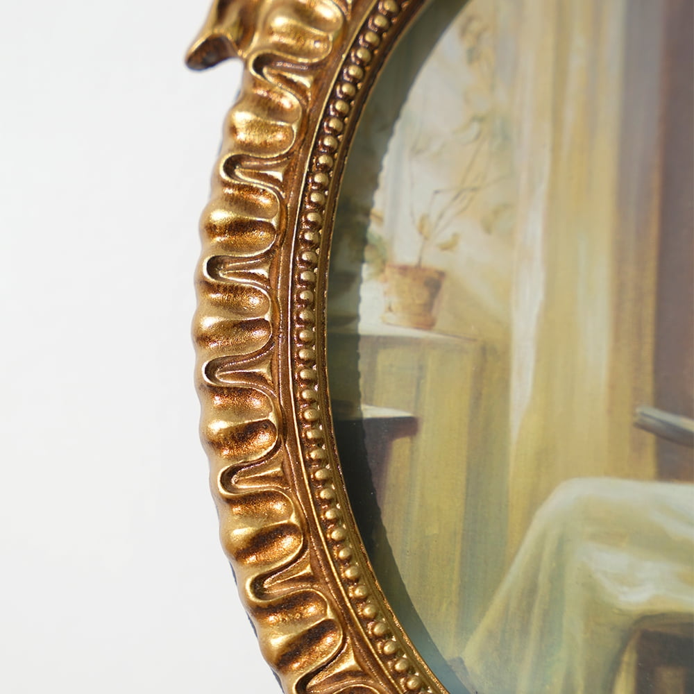 5x7 Vintage Picture Frame, Oval Gold Picture Frame with Real Glass Front, Ornate Antique Retro Photo Frame, Wall or Table Top Photo Display, Vintage Decor, Gallery, Gift Idea