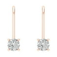 thumbnail image 3 of 0.2 ct Lever-Back Drop Dangle Earrings for Women | 3.0mm Round Cut Simulated Diamond | 18K Rose Gold, 3 of 5
