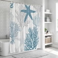 thumbnail image 6 of Xipuska Starfish Coral Shower Curtain - Water Repellent Fabric Shower Curtains Washable, Coastal Ocean Seagrass Nautical Nature Decorative Polyester Cloth Bathroom Curtains Modern Bath Decor 72"x78", 6 of 6