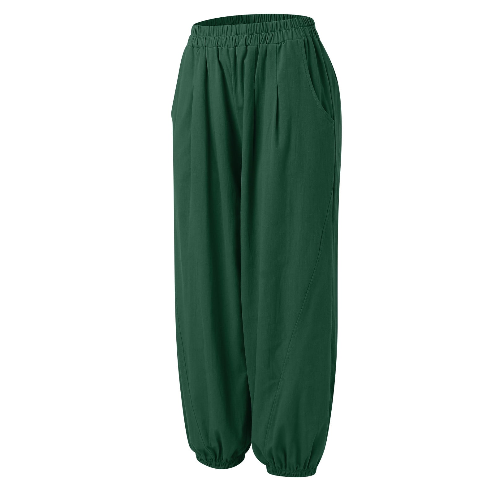 HCJKDU Wide Leg Pants for Women Elastic Waist Drawstring Cotton Linen  Cropped Pants with Pockets Casual Straight Leg Pants Army Green :  : Clothing, Shoes & Accessories