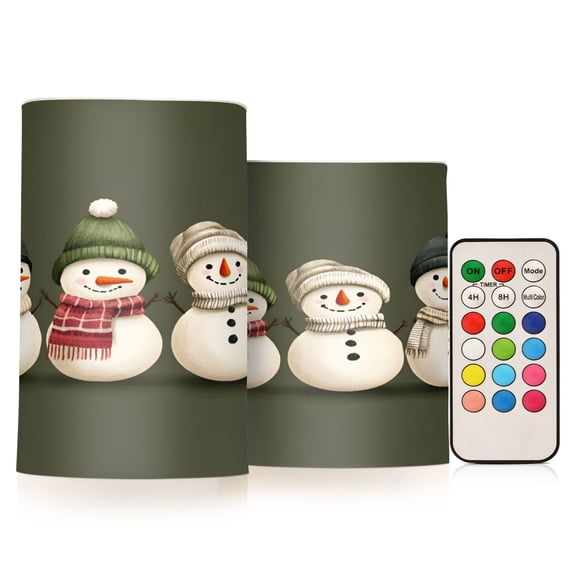 Yayeee Flameless Candles with Remote Flickering Battery Operated Multi Color Changing, Beige Snowmen
