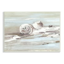Sally Swatland Still Beach Seashells Brushed Bubbly Shallow Water Waves 19 in x 13 in Framed Painting Art Print, by Stupell Home Décor