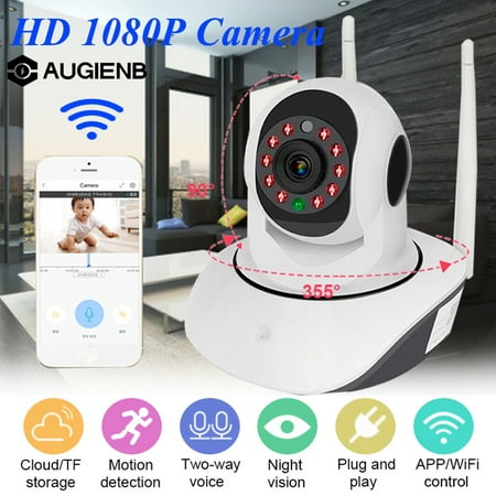AUGIENB 1080P Wireless Wifi Smart IP Camera Home Security Camera Baby Monitor Motion Detection IR Night Light Cloud Storage, Two-way Audio Support TF card