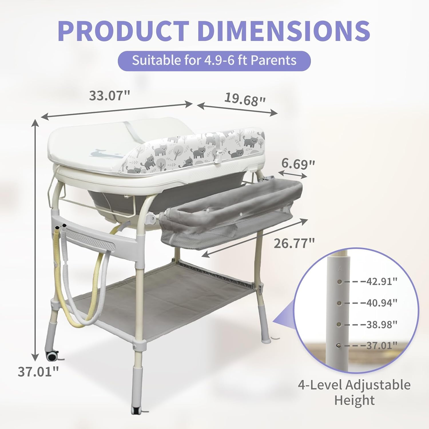 2 in 1 Baby Bathtub with Changing Table, Cuoote Diaper Changing Station Portable Waterproof Changing Table
