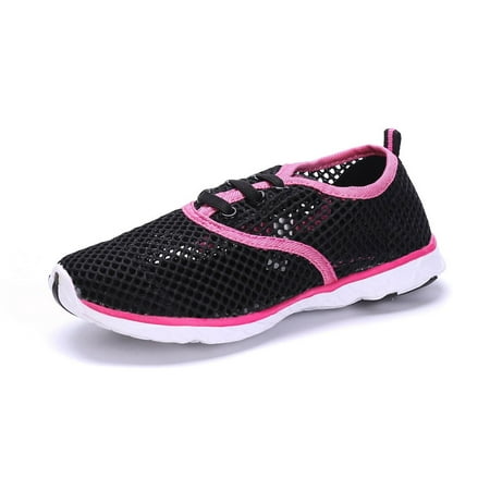 Lightweight Mesh Sneakers Sea Kidz Kids Water Sneakers Shoes Black/Pink/Navy Mesh Lightweight Waterproof Watershoes ()