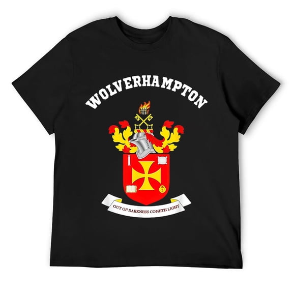 Mens Wolverhampton T-shirt Coat of arms Tee Flag souvenir T-Shirt Black