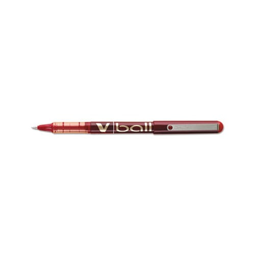 VBall Liquid Ink Stick Roller Ball Pen Fine 0.7mm, Red Ink/Barrel, Dozen