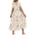 thumbnail image 6 of gljltg Women's Casual Flower Print Flowy Tiered Maxi Dress with Side Pockets, Polyester Spandex Lightweight Breathable Summer Winter, Beach Travel Work Party Outfit, Easy Care Washable, 6 of 6