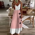 thumbnail image 4 of Pink Square Black Starburst Design Sleeveless Suspender Dress Summer Fashion Casual Long Dress, 4 of 9