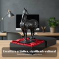 thumbnail image 2 of Abbraccia Escultura decorativa de caballo en resina, diseño chino vintage, para sala de estar, hotel, regalo decorativo, 2 of 6