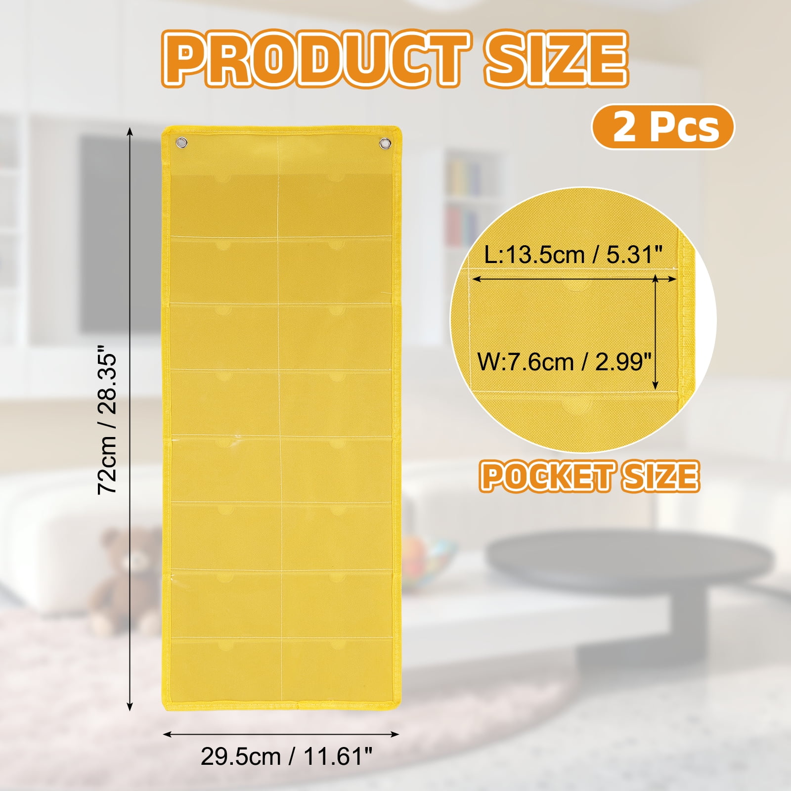 Uxcell 2 Pcs 3" x 5" Index Card Holder Sleeve, 16 Card Slots Organizer Sleeve for Office Home Organization, Yellow