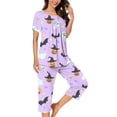 thumbnail image 6 of Enjoytime Womens Pajamas Halloween Print Short Sleeve Tops Capri Pants 2 Piece Lounge Set Plus Size Comfy Soft Sleepwear, 6 of 6