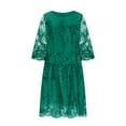 thumbnail image 4 of Efsteb Summer Dresses 2025 Plus Size Spring Dress for Women Lace Embroidered Sequin Round Neck Elbow Sleeve Wedding Guest Dresses (Green,XXXXL), 4 of 7