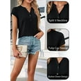 thumbnail image 4 of VDJ Summer Tops for Women Business Casual Tops Summer Holiday Trendy Short Sleeve Shirts Button Up Black Blouse for Lady Size M, 4 of 8