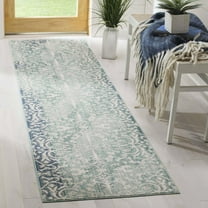 SAFAVIEH Mystique Hayleigh Faded Floral Polyester Runner Rug, Blue/Ivory, 2'3" x 8'