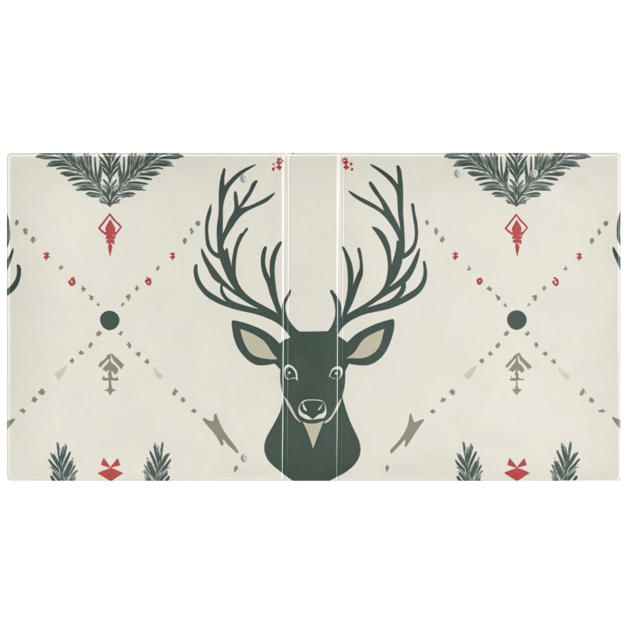 Deer Face Leaves 3 Ring Binders 1.5 inch Hardcover File Folders with Interior Pockets A4 Size Organizer for School Office Hospital