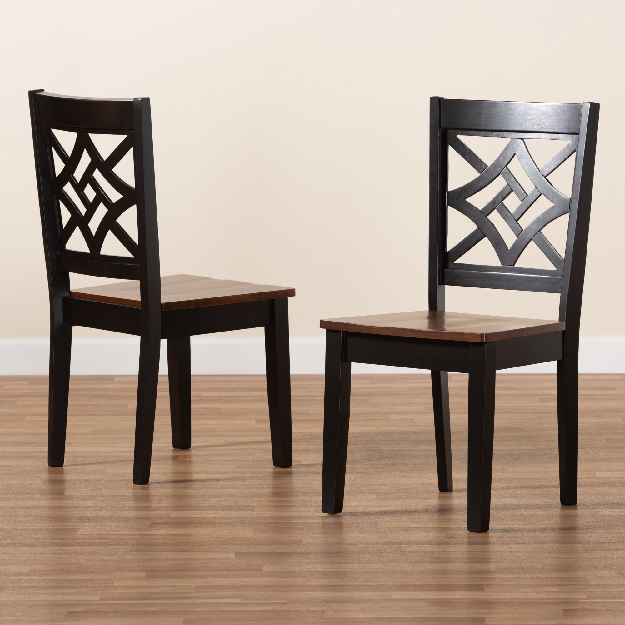 Baxton Studio Nicolette Dining Chair, Set of 2, Dark Brown