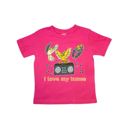 

Inktastic I Love My Tunes Dancing Cockatiels with Radio Gift Toddler Boy or Toddler Girl T-Shirt