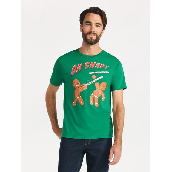 Christmas Men's and Big Men's Oh Snap Graphic Tee from Holiday Time, Sizes XS-3XL