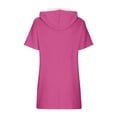 thumbnail image 5 of Timegard Womens Tops Drawstring Hoodies Short Sleeve Comfy Solid Color Pullover Tops with Pockets, 5 of 7