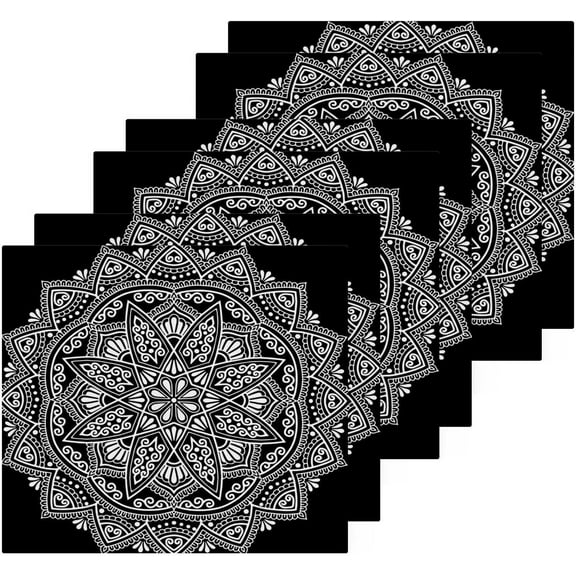 Coolnut Mandala Pattern Washcloths, 2 PCS 12 X 12 Inches Cotton Wash Cloths, Highly Absorbent and Soft Face Towels for Bathroom,Gym,Hotel and Spa