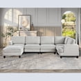 thumbnail image 4 of U-Shaped Oversized Modular Sectional Sofa Couch with Movable Ottoman,Chenille Upholstered L/U 6 Seaters Free Combined Corner Sofa&Couch Convertible Spacious Sleeper Sofabed for Living Room, 4 of 12