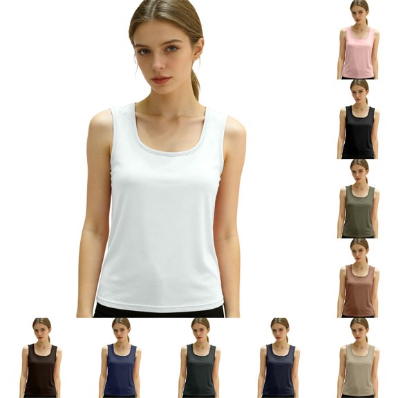 JIANLAI Women Ribbed Sleeveless Tank Top, Crew Neck Casual Basic Knit, Lightweight Summer Undershirt
