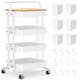 thumbnail image 1 of Carrito de Almacenamiento de Metal, Carro de Servicio Multiusos de 4 Nivel, Cesta de Almacenamiento,Marco de Acero,con Mango,Organizador con Rueda y 2 Rueda Cerradura,para Cocina, Salón, Baño (Blanco), 1 of 7