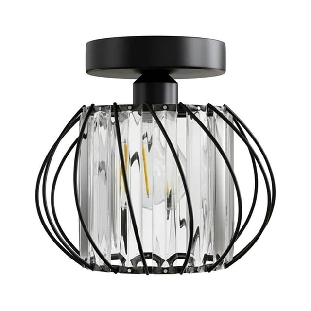 Semi Flush Mount Ceiling Light Industrial Metal Cage Ceiling Lamp Fixture Modern Flush Mount Ceiling Light For Hallway Porch Kitchen Bathroom