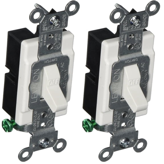 Interruptor de corriente alterna unipolar Leviton CSB1-20W, 20 A, 120/277 V, paquete de 2