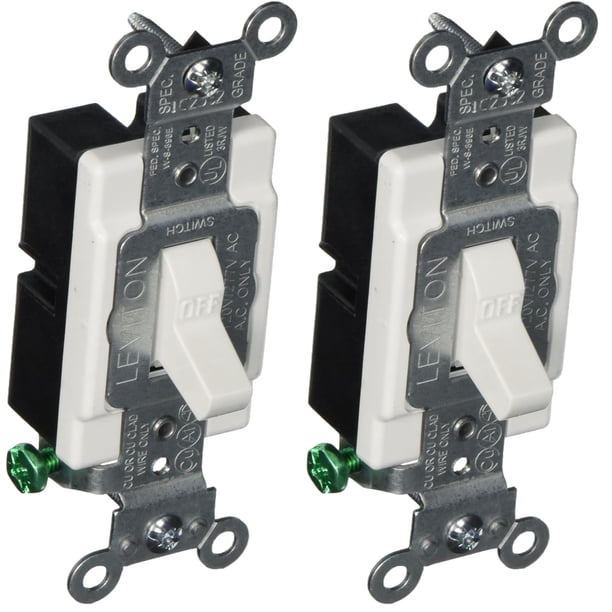 Interruptor de corriente alterna unipolar Leviton CSB1-20W, 20 A, 120/277 V, paquete de 2