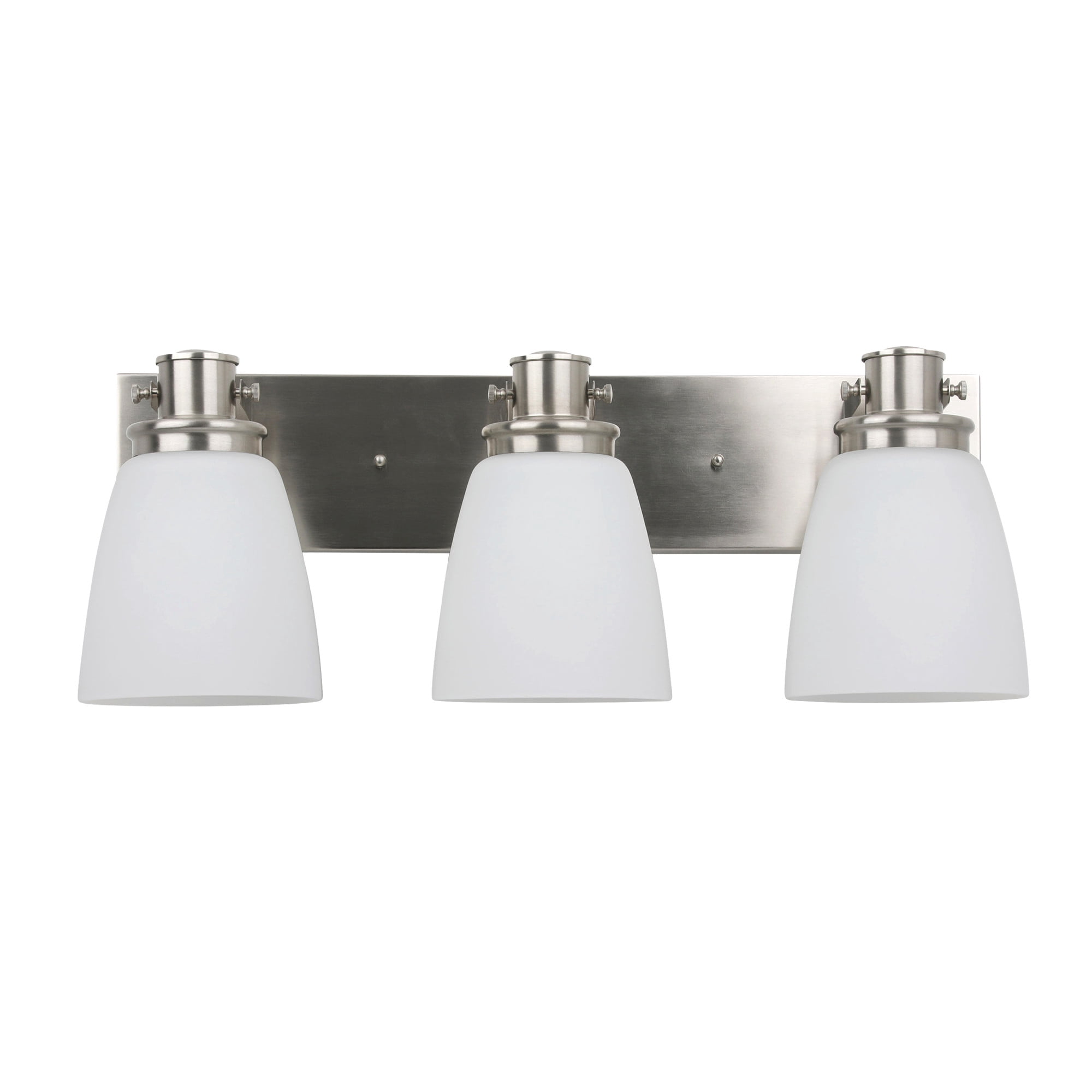 Marcell 23.3 in 3-Light Satin Nickel Vanity Light with Frosted Glass Shades