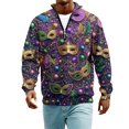 thumbnail image 5 of LNZGNM Mardi Gras Mens Shirt 1/4 Zip Up Plus Size Printed Sweatshirt Stand Collar Long Sleeve Top Casual Winter Outfits,Light Purple XL, 5 of 7