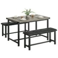 thumbnail image 2 of MIUUKA Farmhouse Dining Table Set for 4, Grey Kitchen Set with 2 Upholstered Benches, 2 of 7