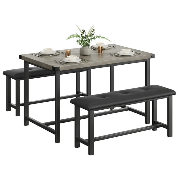Shininglove 3 Piece Vintage PB & Metal Dining Table Set(Grey)