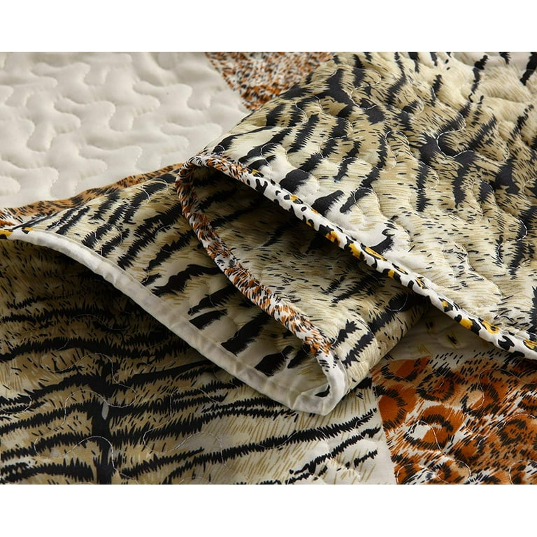 MarCielo 3 Piece Quilted Bedding Animal Bedspread (Queen) Quilt Blanket Throw Leopard Cheetah Ensemble Print Print Quilt Bedspread Coverlet Set