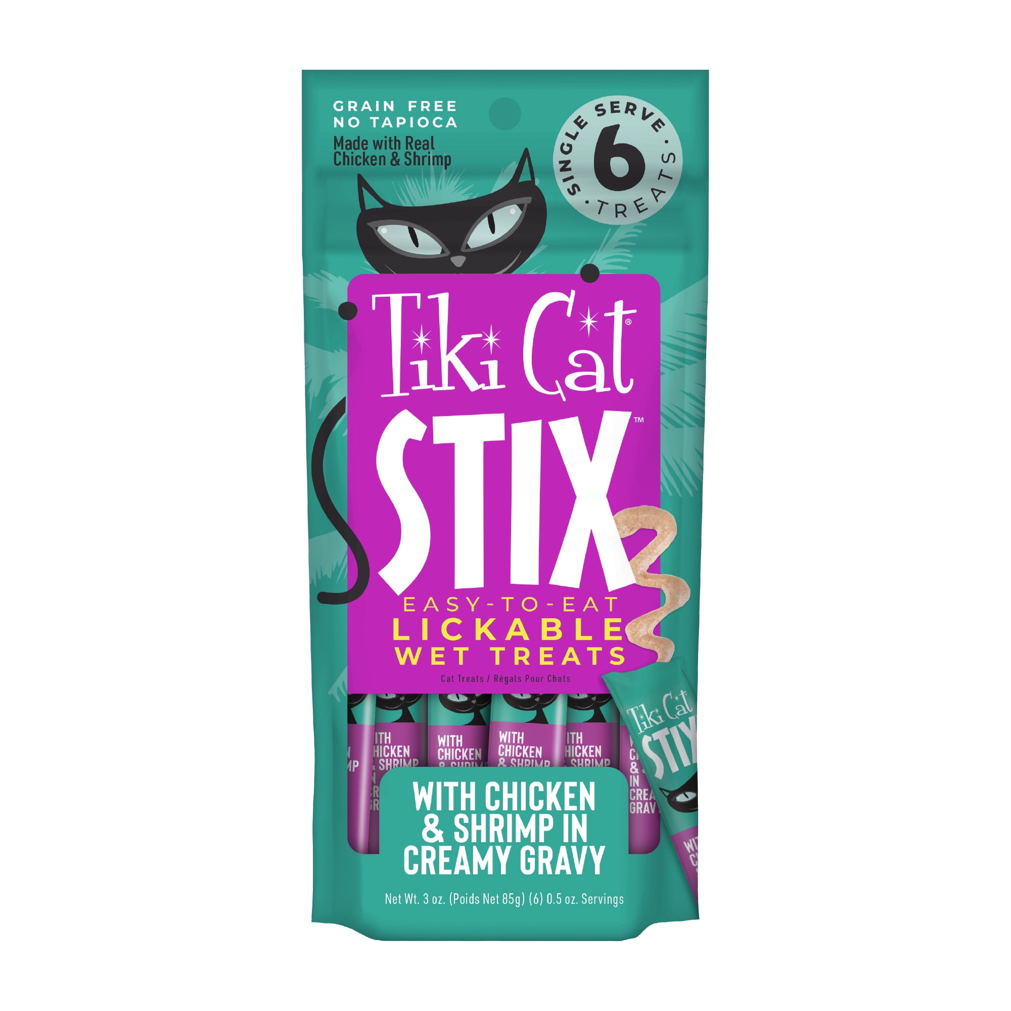 (12 pack) Tiki Cat Stix Wet Cat Treats, Chicken & Shrimp, 3 oz. Pouch