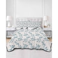 thumbnail image 2 of Twin Quilt Bedding Set, Blue Leaves Reversible Summer Quilt 3 Pieces, Modern Minimalist Leaf Botanical Vintage Lightweight Bedspreads Coverlets with 2 Pillow Shams for All Seasons, 2 of 5