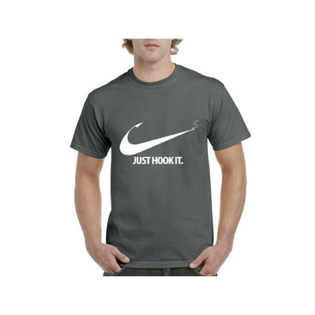 Outdoors Gifts For Men Fishing T-Shirt Just Hook It Fishing Hobby Fisherman Fish Outdoor Gift Ideas Mens Shirts ()