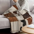 thumbnail image 3 of Brown Blanket Soft Cozy Warm Throw Blanket for Couch, Plush Fuzzy Flannel Fleece Blankets for Sofa, Vintage Art Plaid Farmhouse Checkered Bed Blankets Lightweight Gifts for Women, 40"x60", 3 of 9