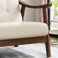 thumbnail image 5 of Noble House Hector 45.25" Contemporary Button Tufted Rectangular Settee, Beige and Brown, 5 of 7