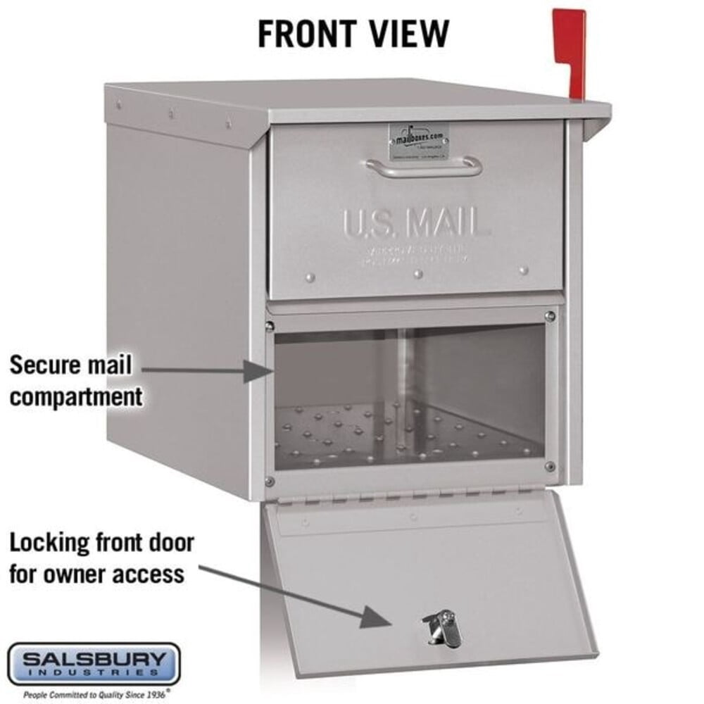 Mailbox, Gray, Powder Coated, 1 Doors, Pedestal, Aluminum 4325SLV