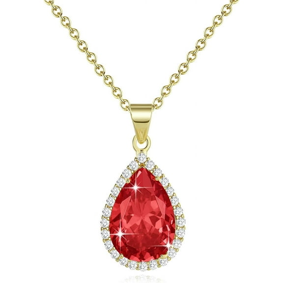 Diamond Teardrop Pendant Necklaces For Women Crystals Birthstone Costume Jewelry Gifts For Women，Gold Plated 17.92   1.97 Inch Chain[o3336]