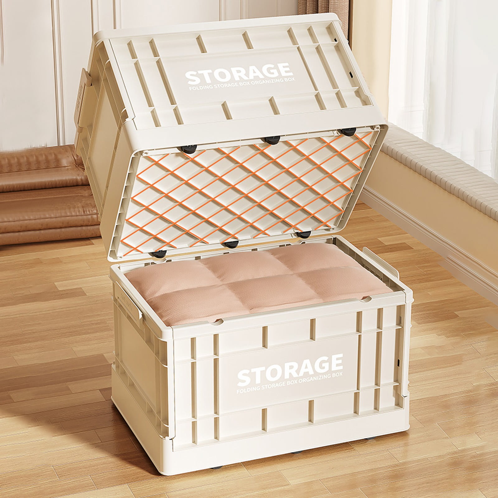 Home Organization - Large Clothes Storage Box Foldable Plastic Organizer Bin Home Wardrobe Storage Container Toy And Garment Storage Box Storage Trunks
