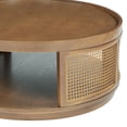 thumbnail image 4 of Harper & Bright Designs Rattan Round Coffee Table with Storage Shelf, Round Cane Wood Center Table for Living Room, 37'' Brown, 4 of 10