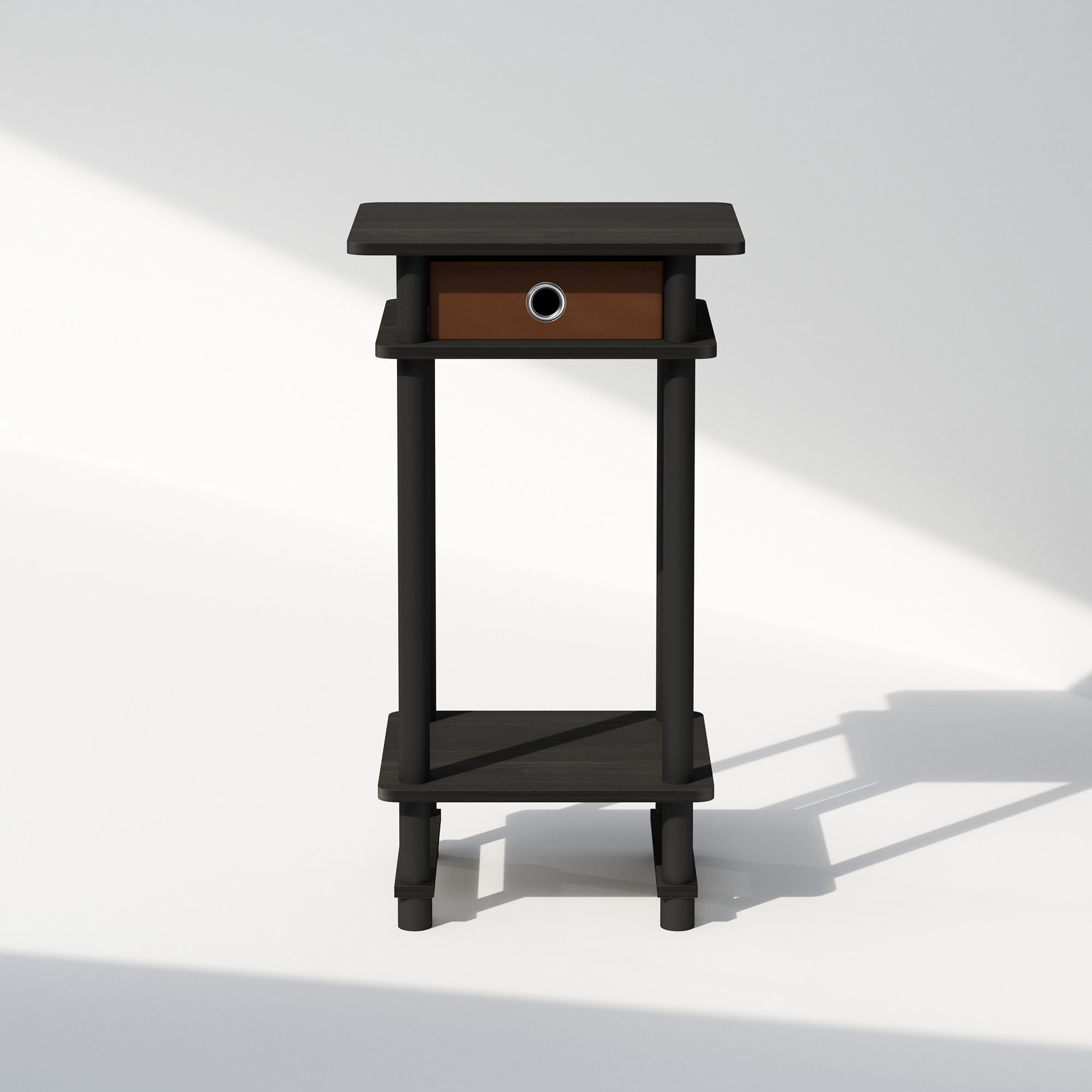 Furinno Turn-N-Tube Tall Nightstand with Bin, Espresso/Brown