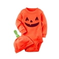 thumbnail image 3 of Uccdo Baby Girl Boy Halloween Pumpkin Clothes With Hat, Kids Party Fancy Outfits One-Piece Rompers Bodysuits, 0-12M, 1-2T, 3 of 7