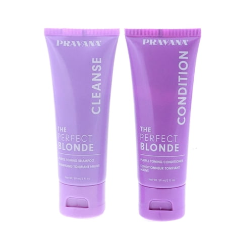Pravana The Perfect Blonde Purple Toning Shampoo and Conditioner Duo Set, 2 oz